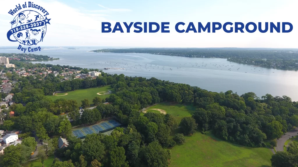 aerial photo of the Bayside park campgrounds at World of Discovery Day Camp